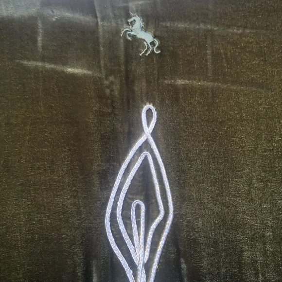 Green Velvet Jacket with White Embroidery - Picture 9 of 11